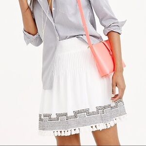 J. Crew Embroidered Gauze Tassel Skirt white XS